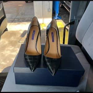 Ralph Lauren black crocodile heels purple label size 10